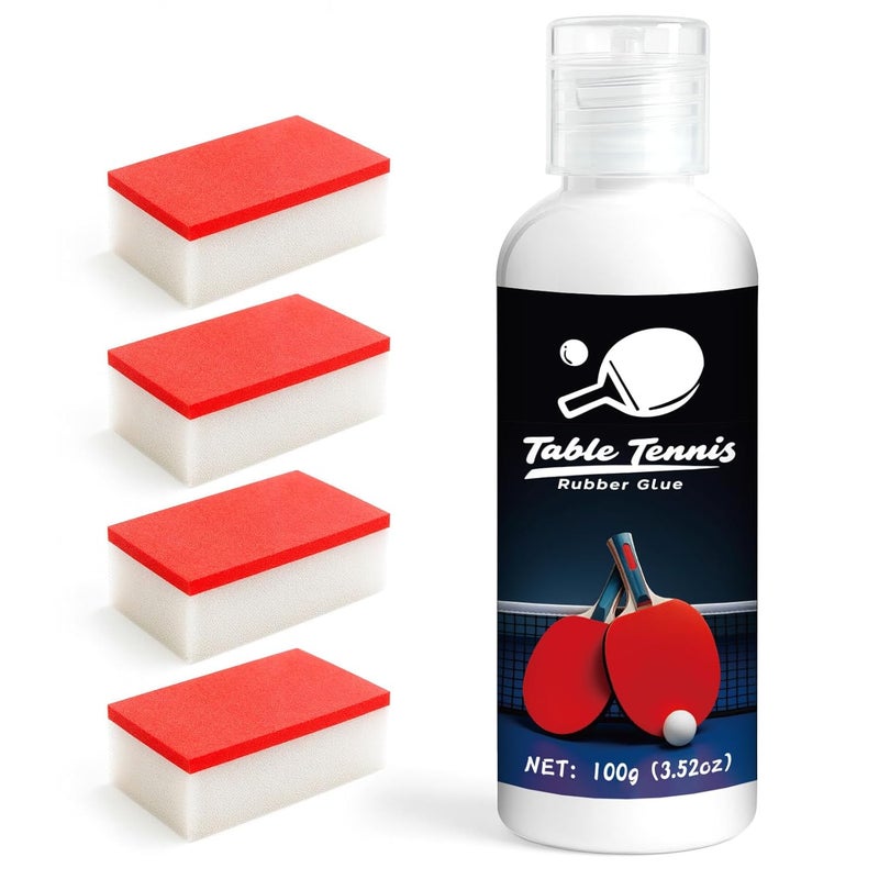 WAN2TLK Table Tennis Glue 100ml, Perfect for Assembling Table Tennis Ping Pong Paddle, Comes with 4 Sponges to Easily Replace Table Tennis Rubber - Image 1